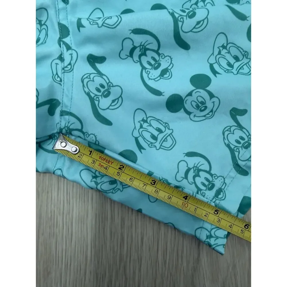 Disney Mickey Mouse Donald Duck Goofy Swim Trunks Men’s Large Mint Green
